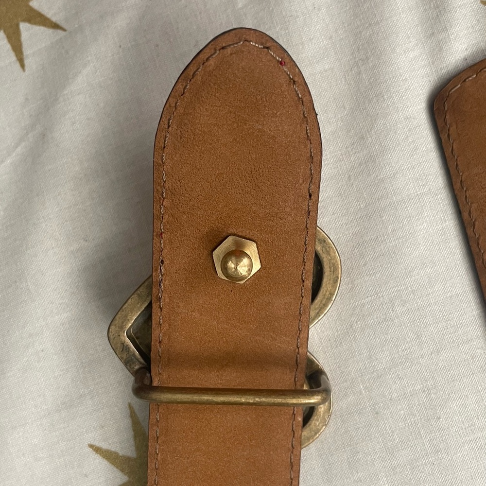 Vintage MOSCHINO REDWALL Red Leather Gold tone Hearts Belt Size 42 - Picture 8 of 12